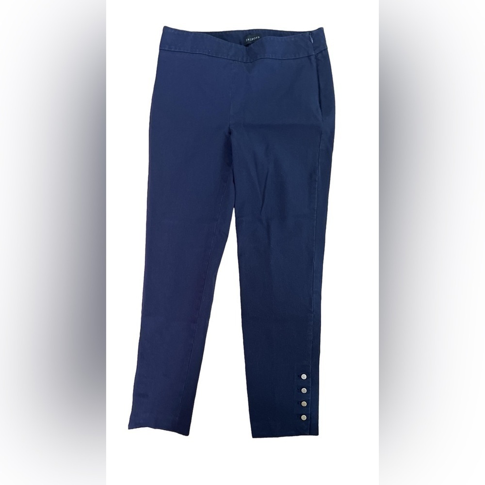 Talbots Hampshire Ankle Indigo Navy Blue Button Cuff Pants